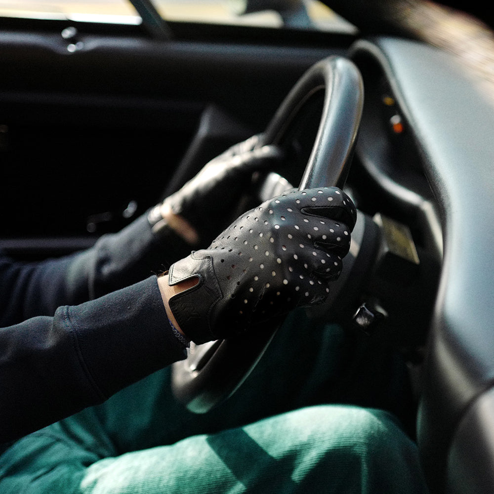 handschuhe driver perforated leather driving gloves Olive/Black / Large